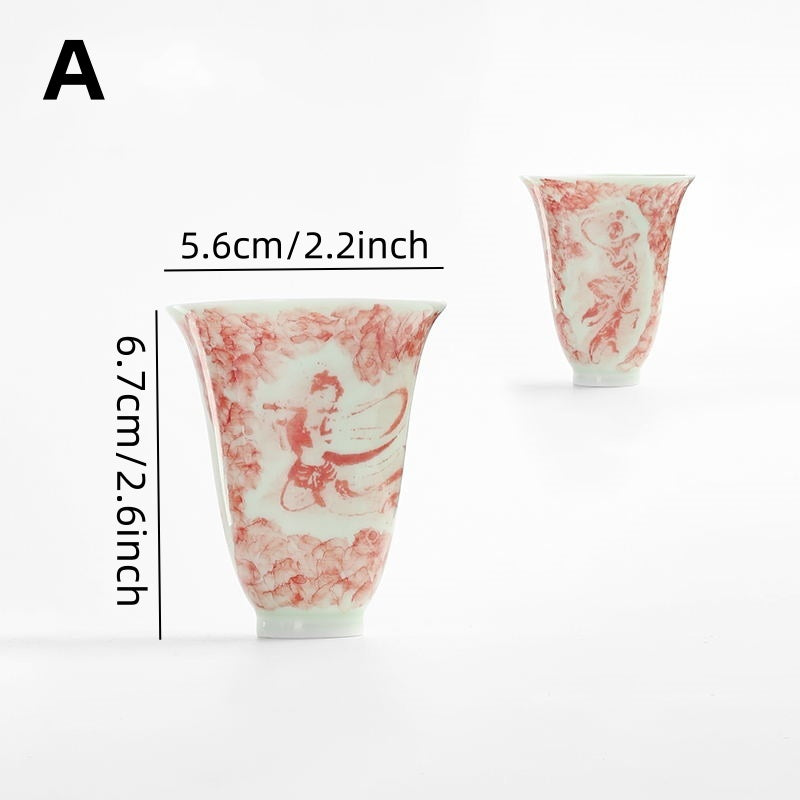 Less porcelain selected Dunhuang series rubbing master cup single cup Jingdezhen traditional tea tea cup manual sample tea cup