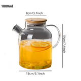 High borosilicate glass teapot Juice pot cold kettle Open fire heating bamboo lid kettle Home cold kettle Flower teapot