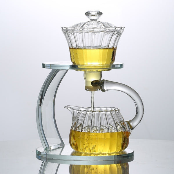 Glass palace lamp tea set tea cup set semi-automatic glass tea set Kung fu tea set net red glass tea cup