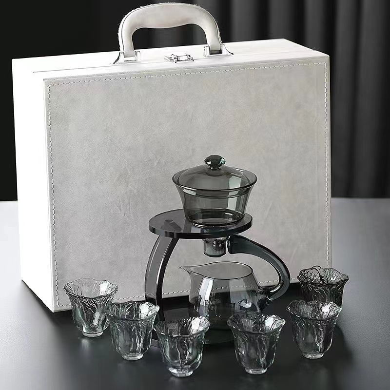 Smoke grey glass tea set Home magnetic office brewing teapot Lazy tea maker Kung Fu teapot