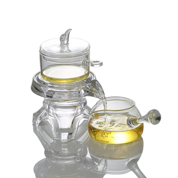 Glass palace lamp tea set tea cup set semi-automatic glass tea set Kung fu tea set net red glass tea cup