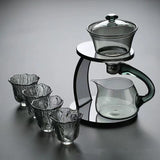 Smoke grey glass tea set Home magnetic office brewing teapot Lazy tea maker Kung Fu teapot