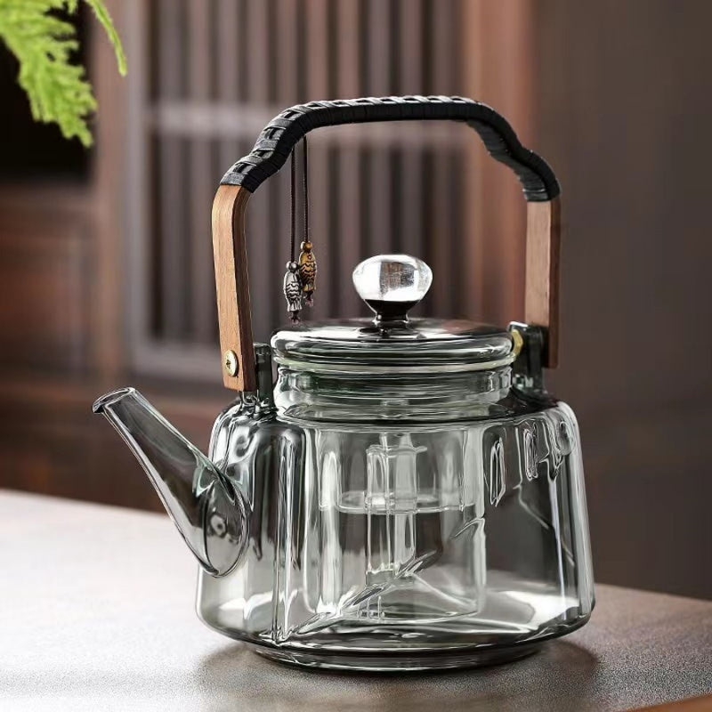 Walnut electric pottery stove household small tea maker glass kettle steaming teapot kung fu tea set