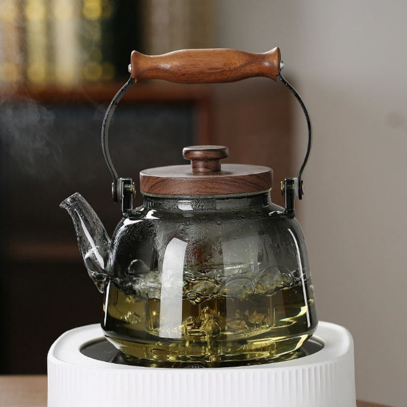 Walnut electric pottery stove household small tea maker glass kettle steaming teapot kung fu tea set