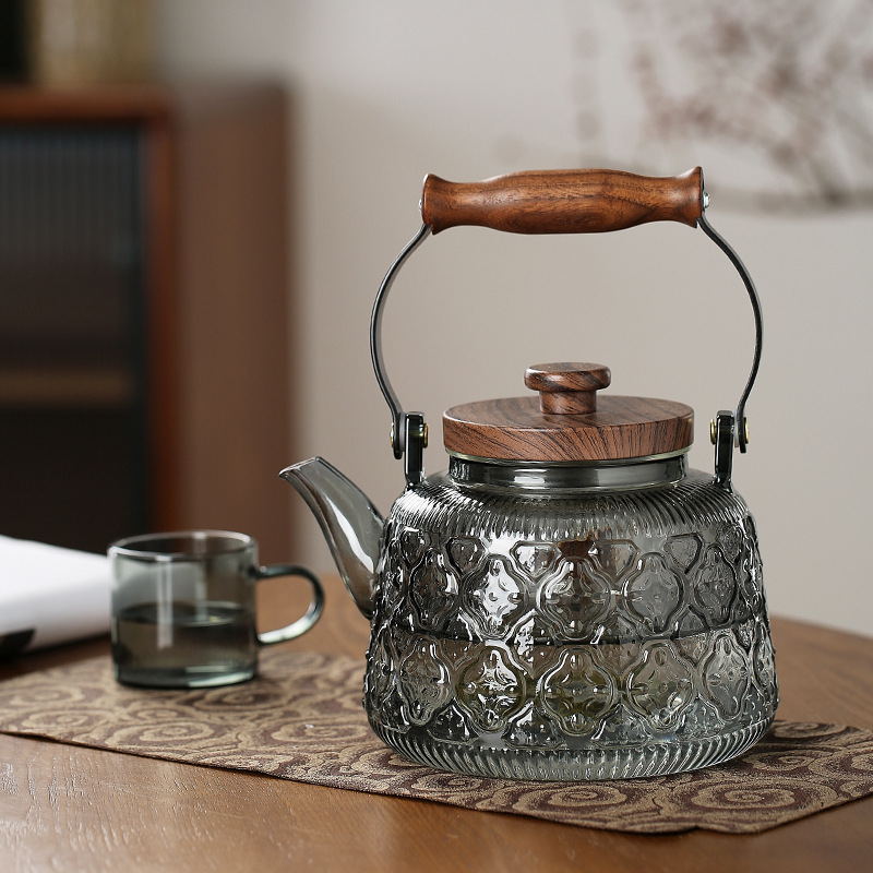 Walnut electric pottery stove household small tea maker glass kettle steaming teapot kung fu tea set