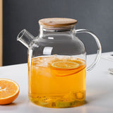 High borosilicate glass teapot Juice pot cold kettle Open fire heating bamboo lid kettle Home cold kettle Flower teapot