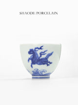 Shouzang kiln blue and white Pegasus master cup single cup Jingdezhen Chinese retro tea tea cup hand hand sample tea cup