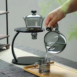 Smoke grey glass tea set Home magnetic office brewing teapot Lazy tea maker Kung Fu teapot