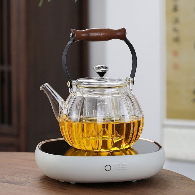 Walnut electric pottery stove household small tea maker glass kettle steaming teapot kung fu tea set