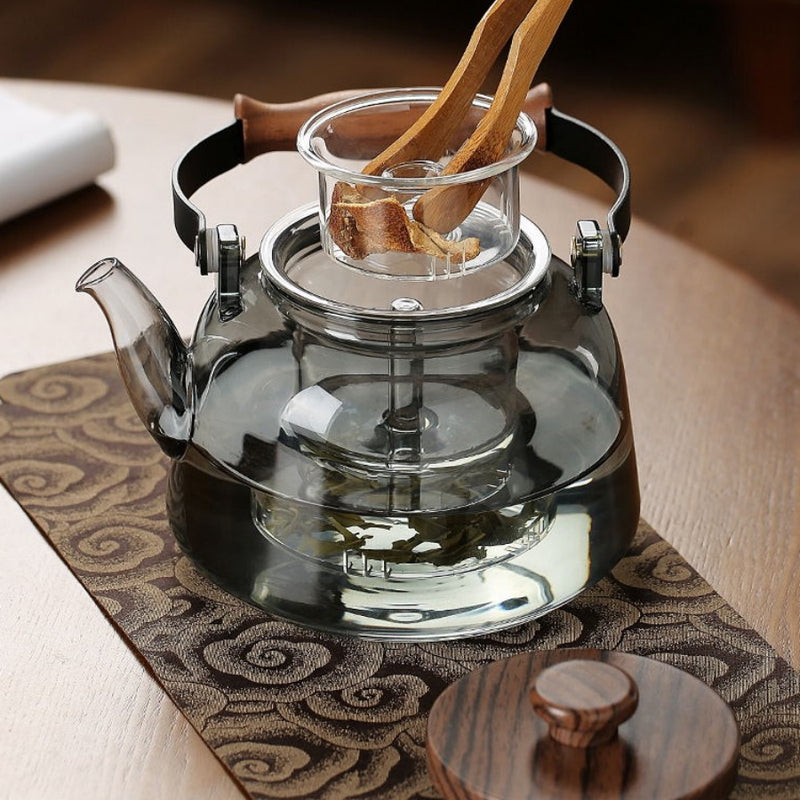 Walnut electric pottery stove household small tea maker glass kettle steaming teapot kung fu tea set