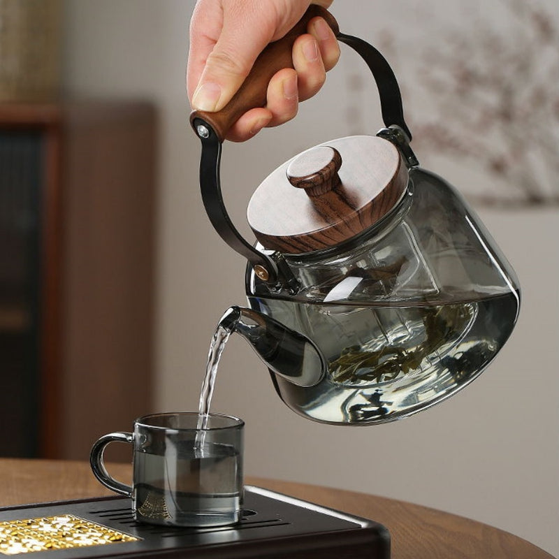 Walnut electric pottery stove household small tea maker glass kettle steaming teapot kung fu tea set