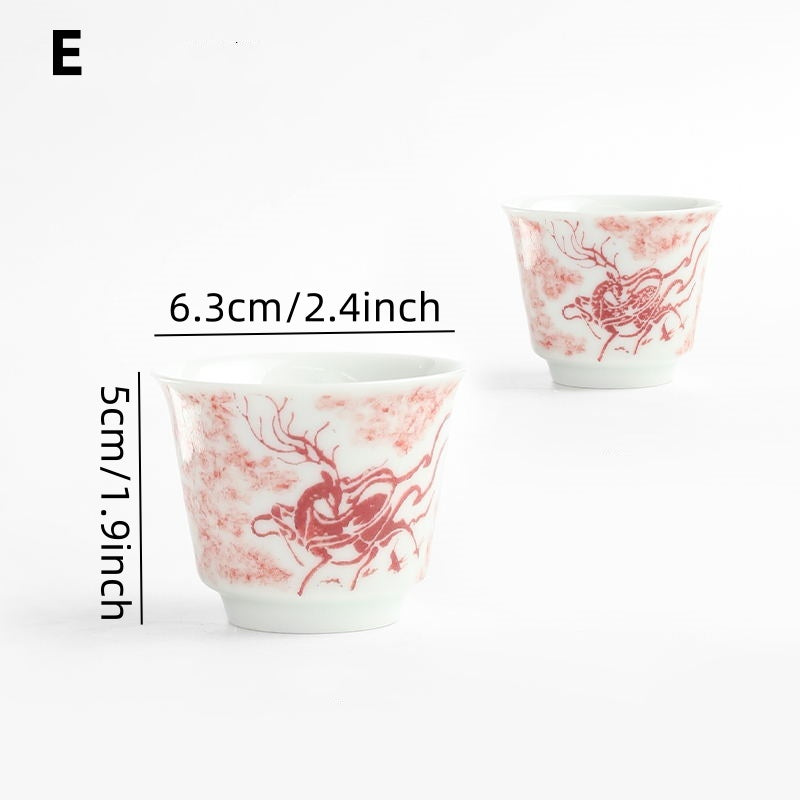 Less porcelain selected Dunhuang series rubbing master cup single cup Jingdezhen traditional tea tea cup manual sample tea cup