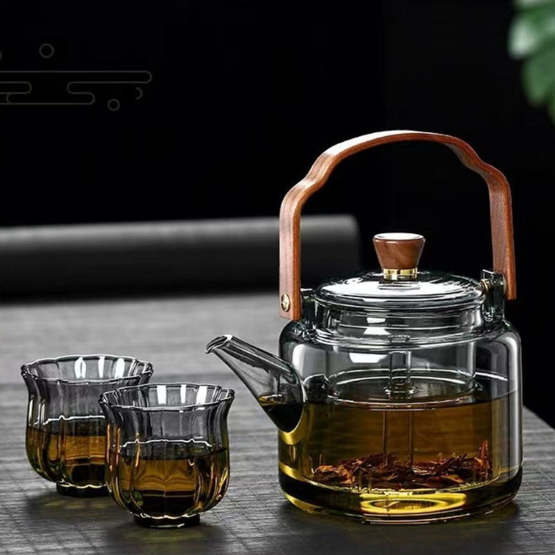 Walnut electric pottery stove household small tea maker glass kettle steaming teapot kung fu tea set