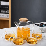 High borosilicate glass teapot Juice pot cold kettle Open fire heating bamboo lid kettle Home cold kettle Flower teapot