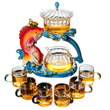 RORA GOLDEN FISH MAGNETIC LAZY KUNGFU GLASS TEAPOT SET